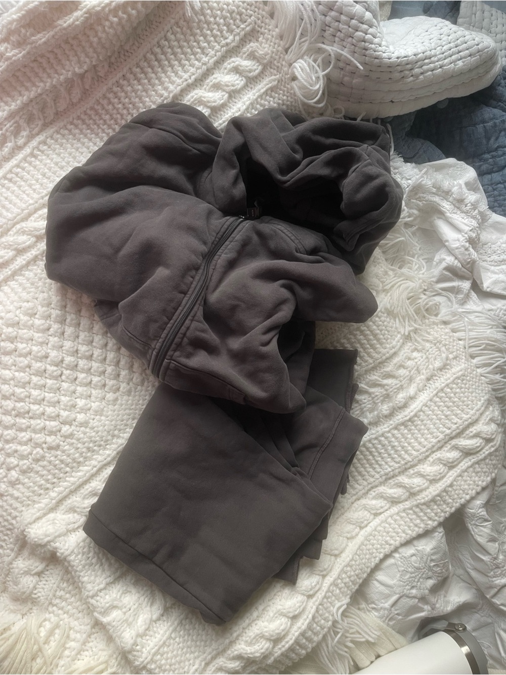 SKIMS Women’s Hooded Sweat Set in Charcoal
